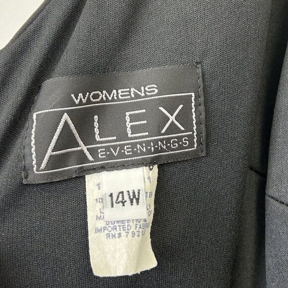Alex Evenings Black Maxi Dress Womens Size 14W Formal Wedding - Picture 4 of 11
